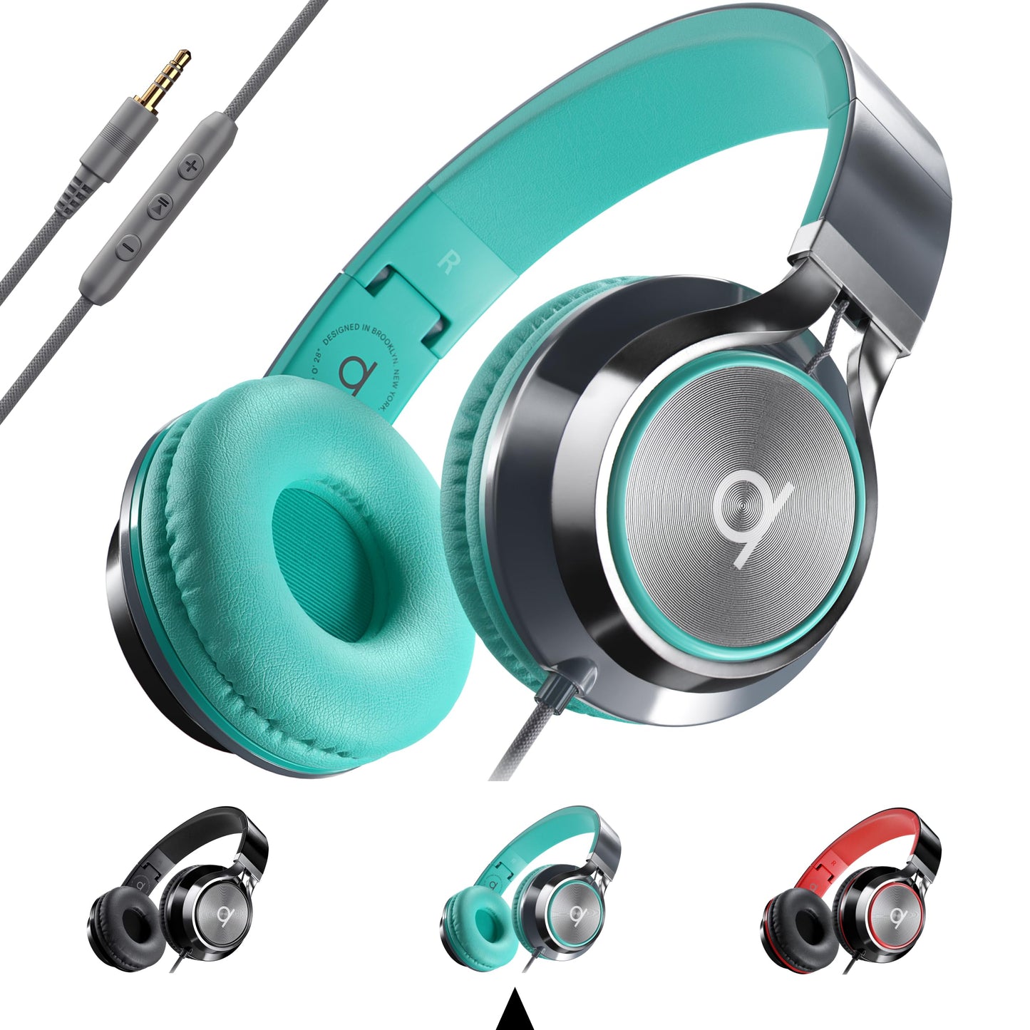 Artix CL750 Wired Headphones with Mic & Volume Control — Noise Isolating Computer Headphones Wired On-Ear Headphones with Wire Plug In Headphones for Laptop Corded Headphone Over Ear Aux Jack 3.5mm