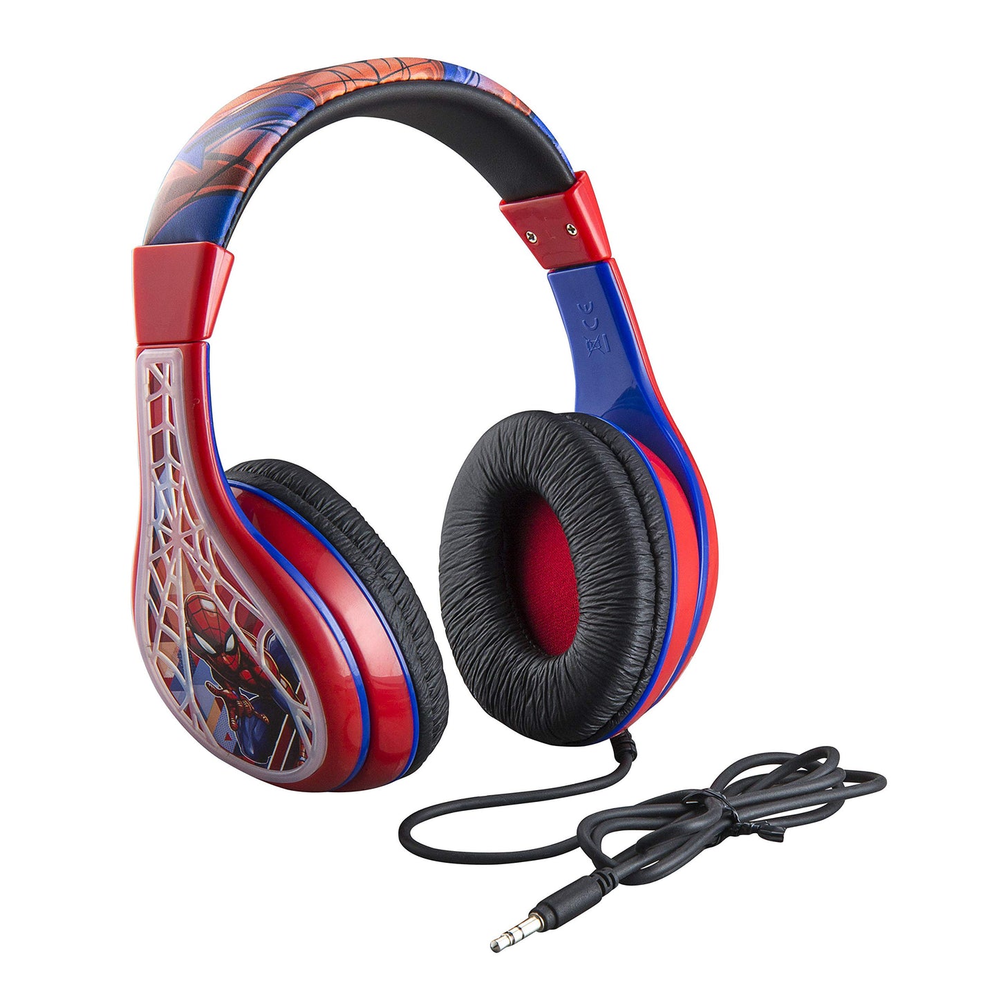 Spiderman Kids Headphones Adjustable Headband Stereo Sound 3.5Mm Jack Wired Headphones for Kids Tangle-Free Volume Control Foldable Childrens Headphones Over Ear for School Home Travel